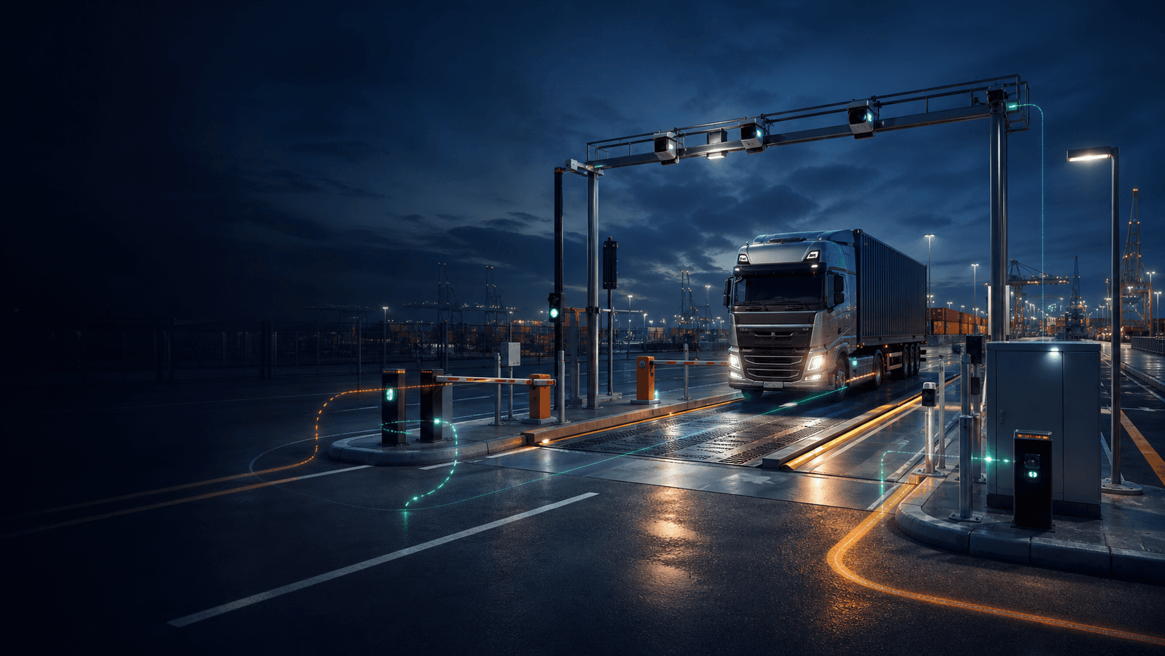 A connected automatic gate and weighbridge operation at a modern terminal