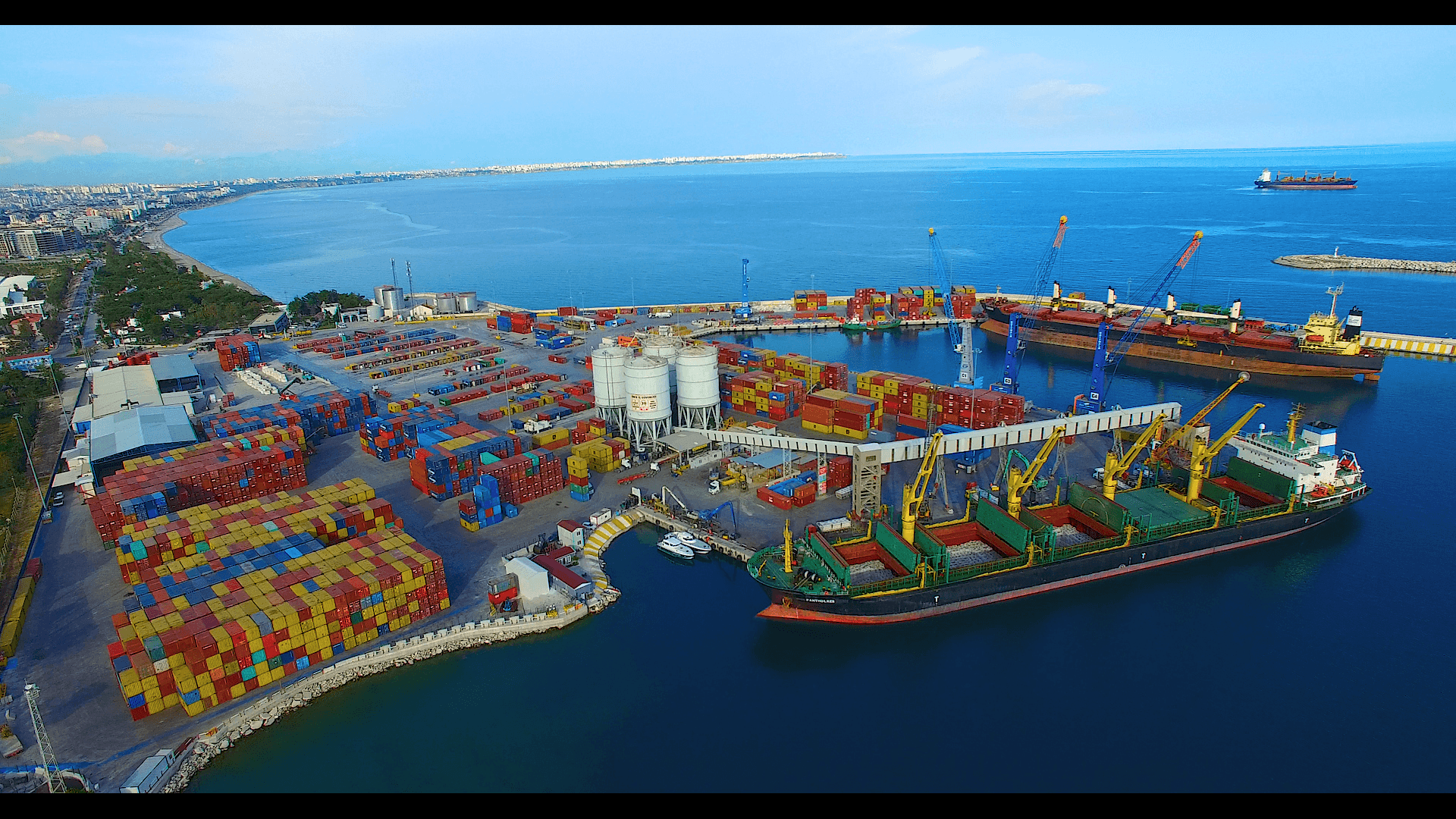 A mixed port environment with container, general cargo and industrial terminal operations